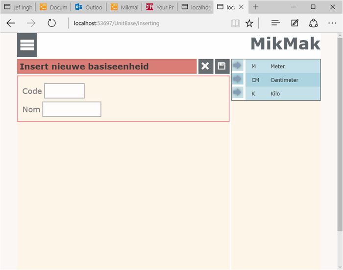 Mikmak View UnitBase Inserting pagina met CSS opmaak